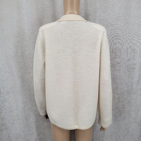 Dressbarn Wool Cream Floral Embroidered Zip-Up Sweater Cardigan Jacket - Picture 7 of 12